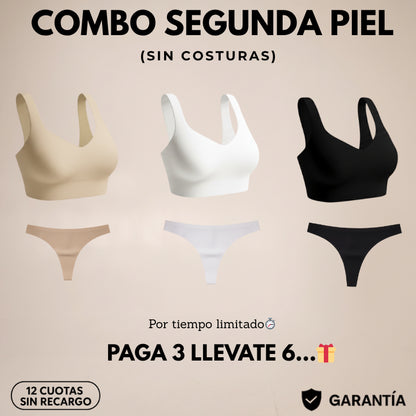 PROMO 6x3 | 3 CORPIÑOS SEGUNDA PIEL + 3 BOMBACHAS SIN COSTURA DE REGALO